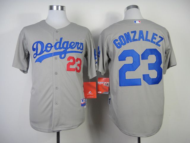 Men Los Angeles Dodgers #23 Gonzalez Grey MLB Jerseys->los angeles dodgers->MLB Jersey